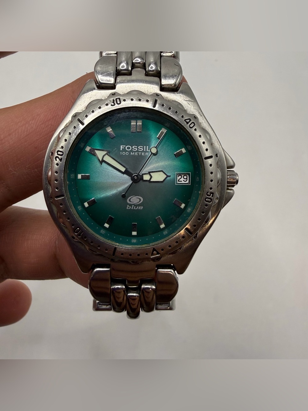 🚫SOLD - NO AVAILABLE Fossil Blue Green Dial Stainless Steel Watch